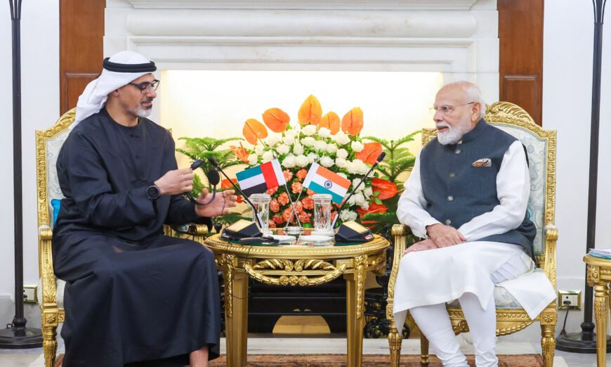 Modi Sheikh Khaled India UAE BRICS Summit
