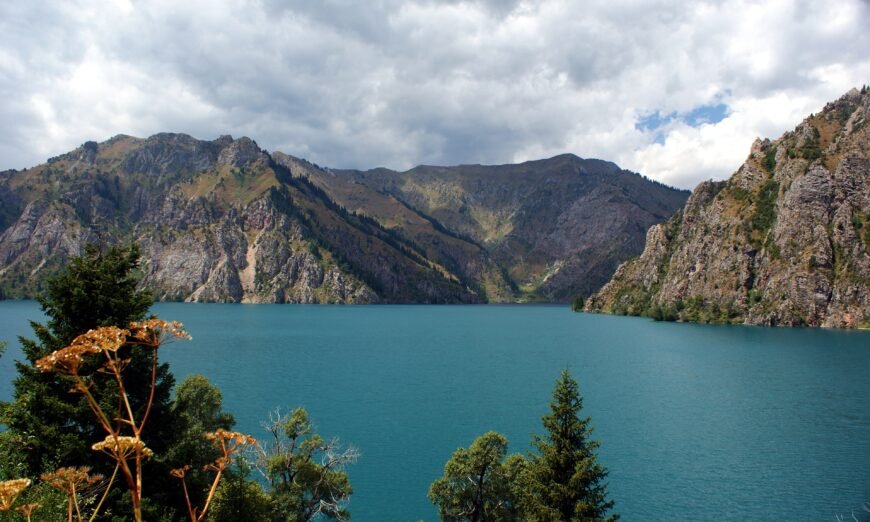Forbidden swimming lake in Kyrgyzstan